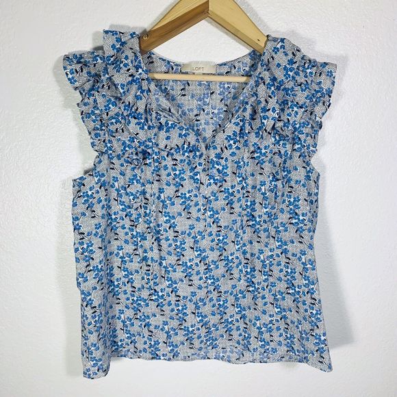 LOFT Floral Ruffle Tassel Blouse Size XL Women’s - Picture 2 of 9
